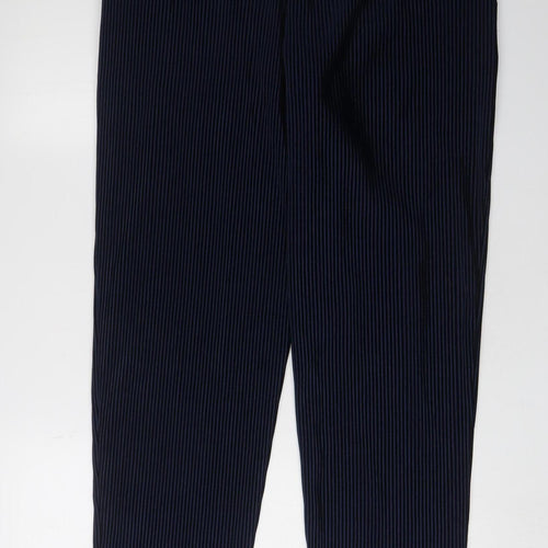 Zara Women's Black Striped Trousers, Size L, Regular Fit