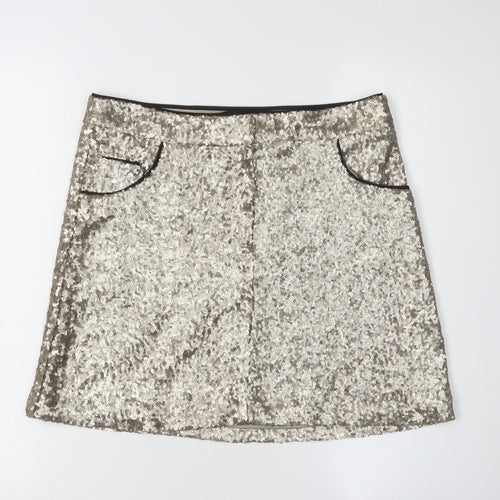 Next Women's Silver Sequin Pencil Skirt Size 10