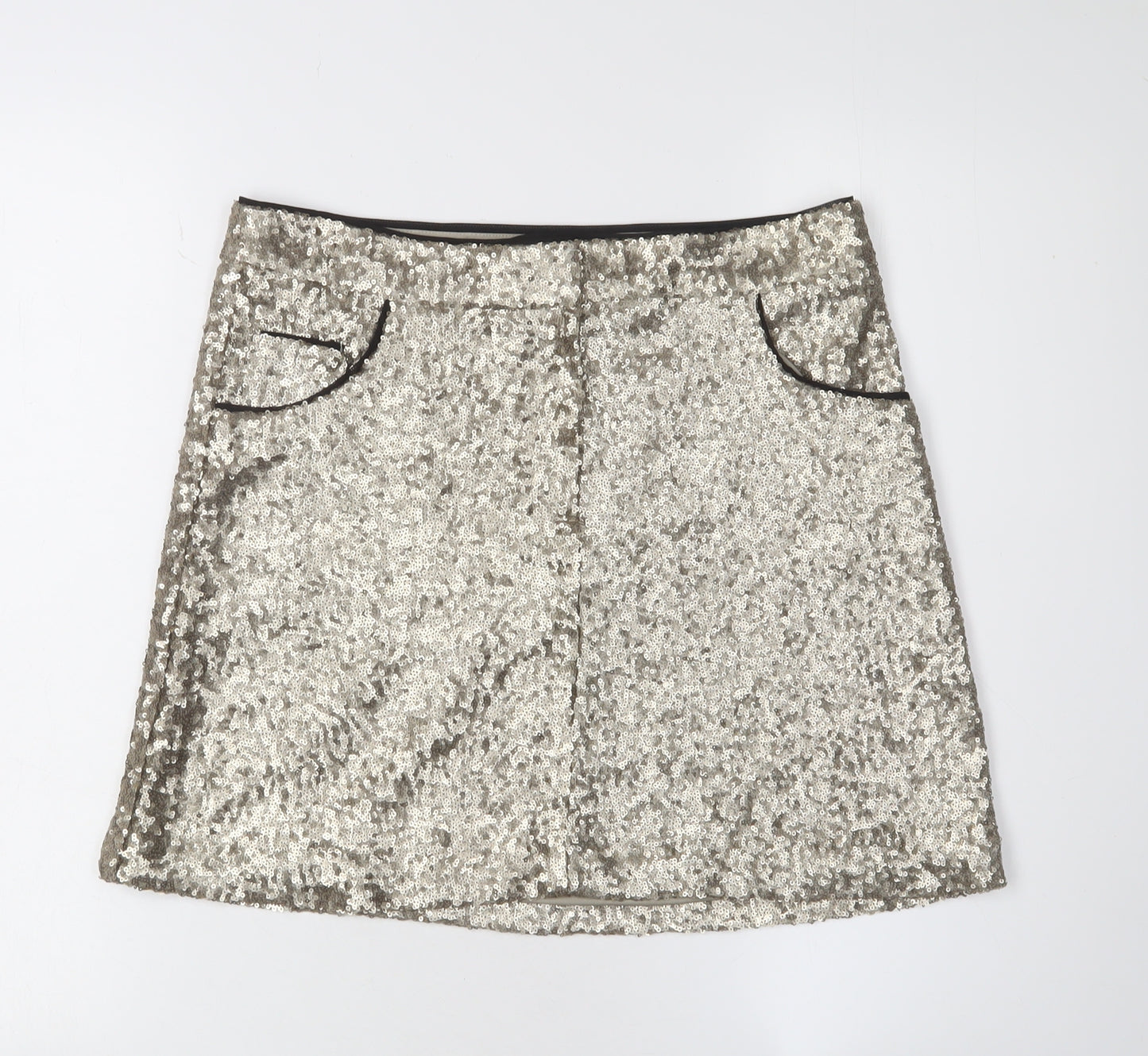 Next Women's Silver Sequin Pencil Skirt Size 10