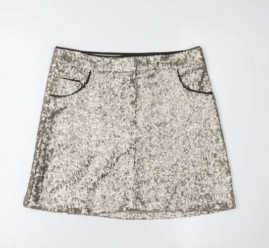 Next Women's Silver Sequin Pencil Skirt Size 10