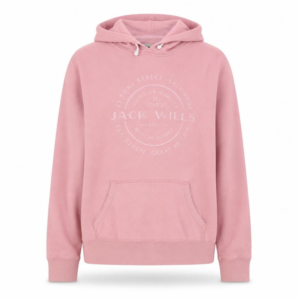 Front view of Jack Wills Women's Pink Pullover Hoodie, size 8