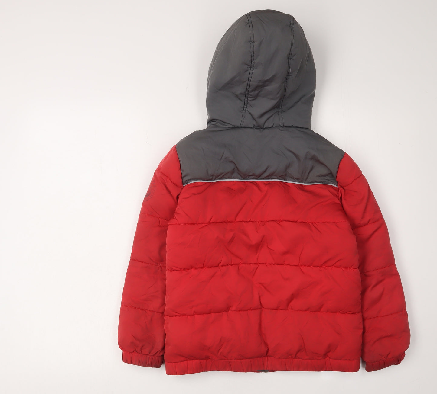 FatFace Boys Red Grey Hooded Puffer Jacket 8-9 Years