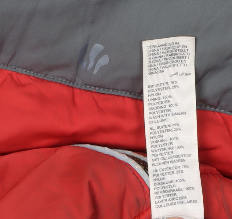 FatFace Boys Red Grey Hooded Puffer Jacket 8-9 Years