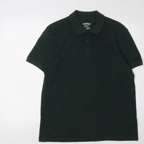 DeFacto Men's Green Polo Shirt M Short Sleeve Casual