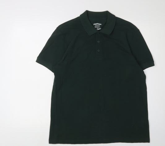 DeFacto Men's Green Polo Shirt M Short Sleeve Casual