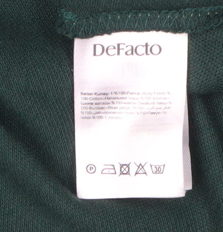 DeFacto Men's Green Polo Shirt M Short Sleeve Casual