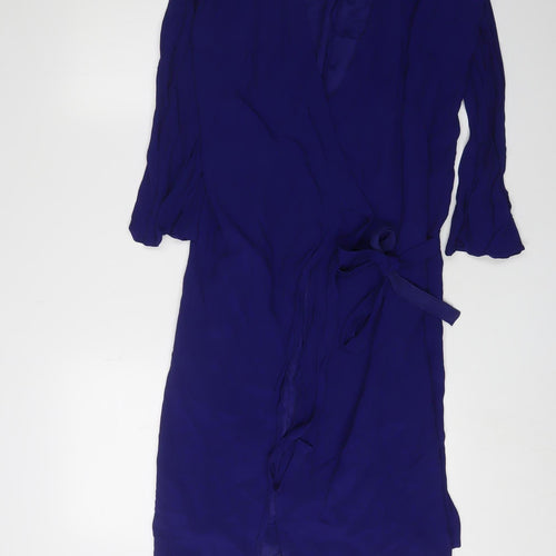 Finery Women's Blue 3/4 Sleeve Wrap Dress Size 10