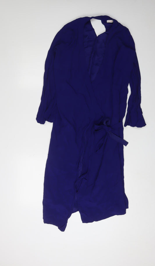 Finery Women's Blue 3/4 Sleeve Wrap Dress Size 10