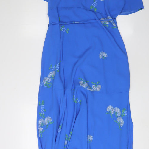 Next Women's Blue Floral Wrap Dress Size 16 Midi