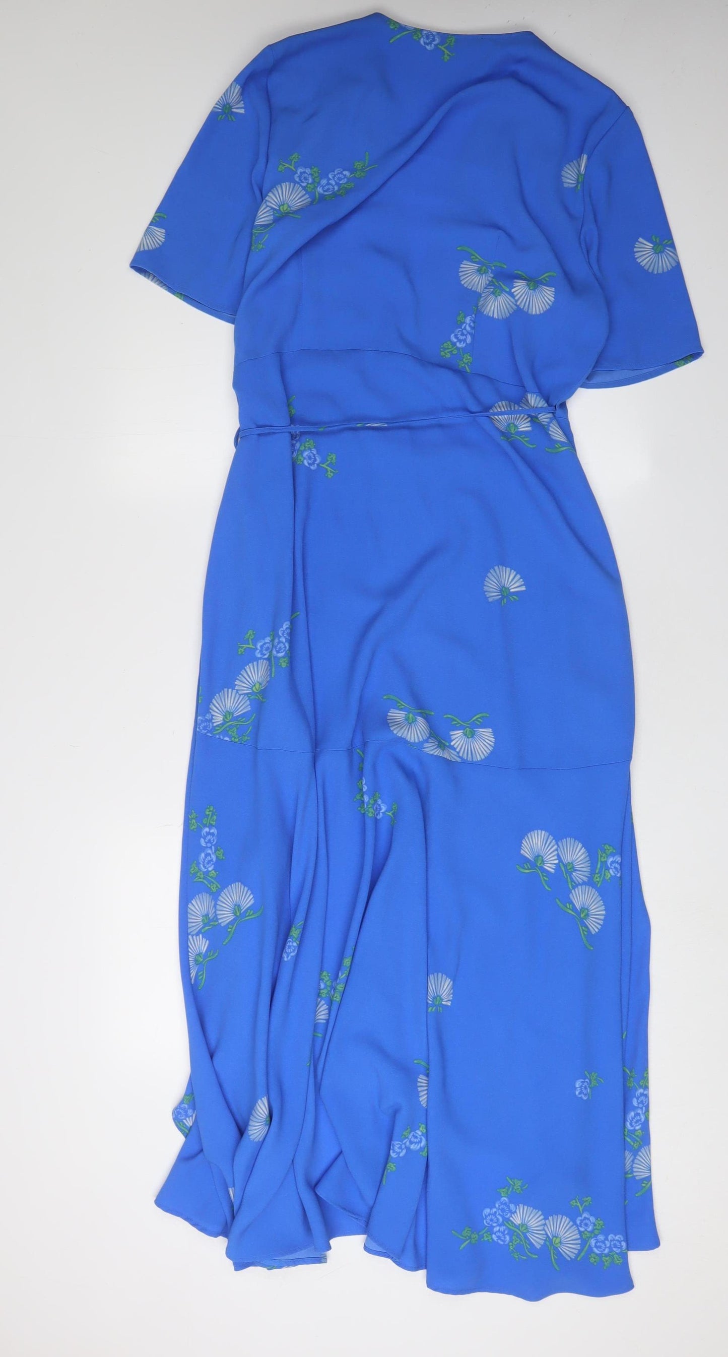 Next Women's Blue Floral Wrap Dress Size 16 Midi