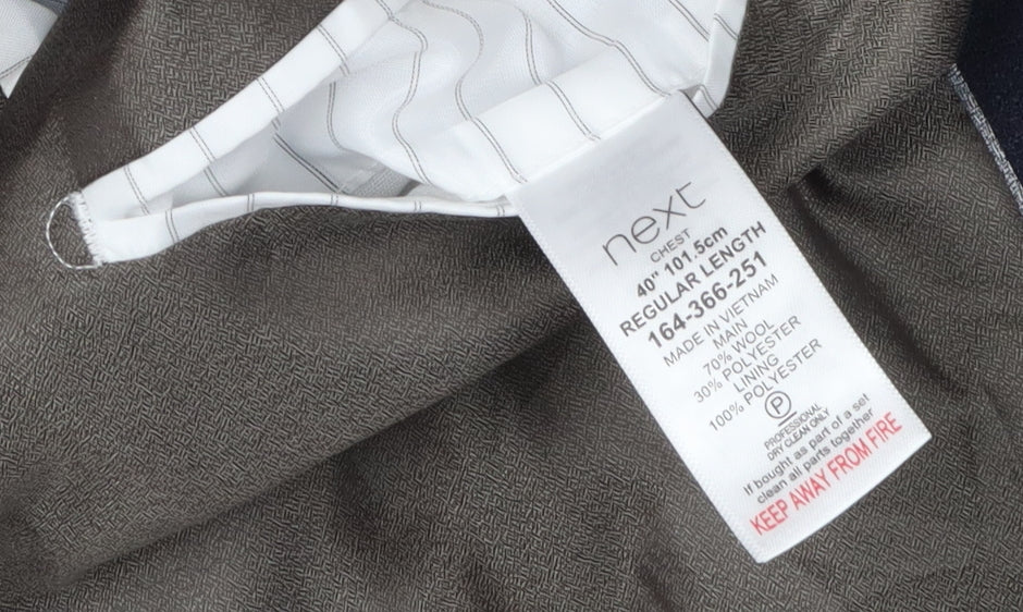 Next Men's Blue Wool Blazer - 40R, Formal, Business