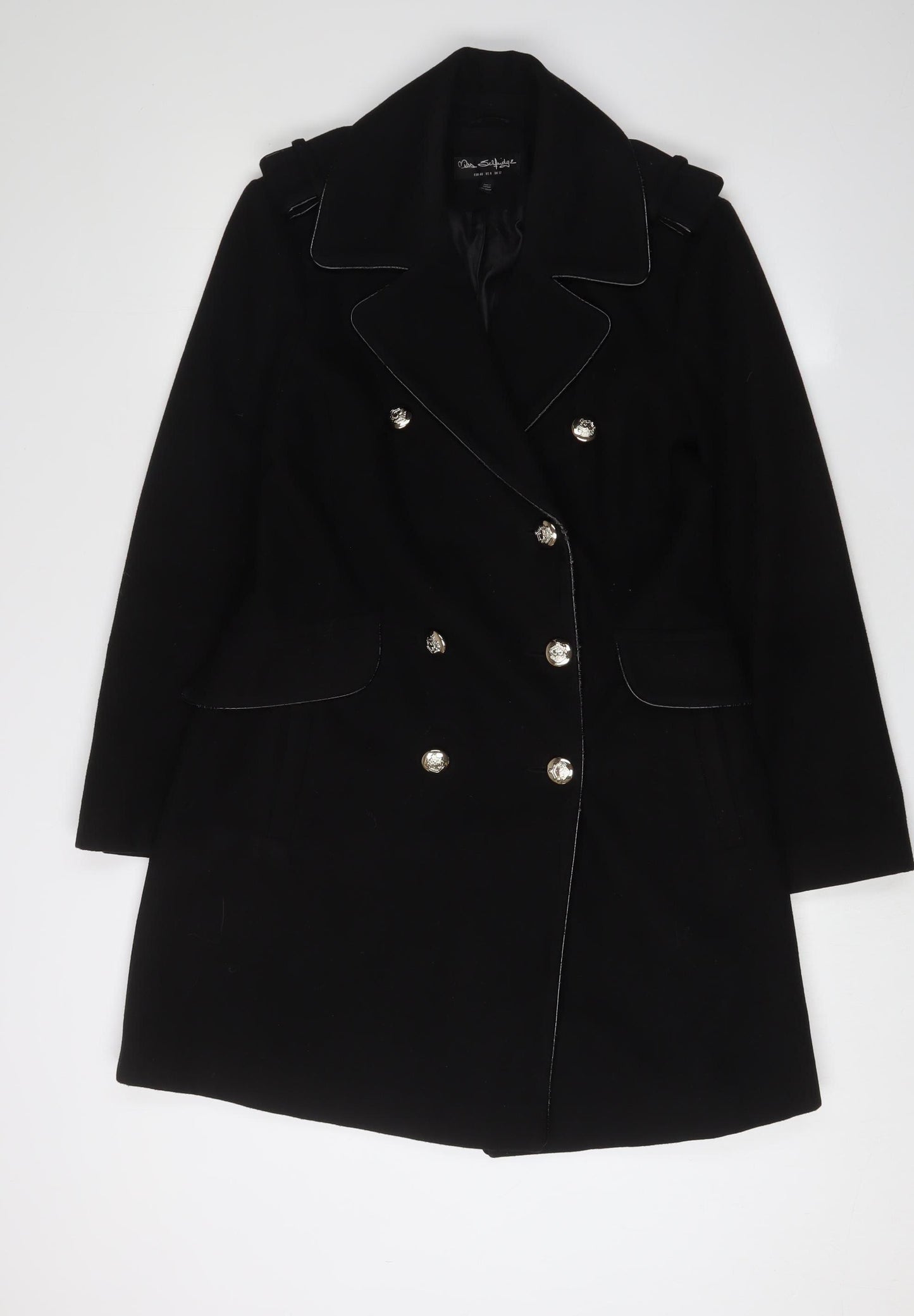 Miss Selfridge Women's Black Overcoat Size 12