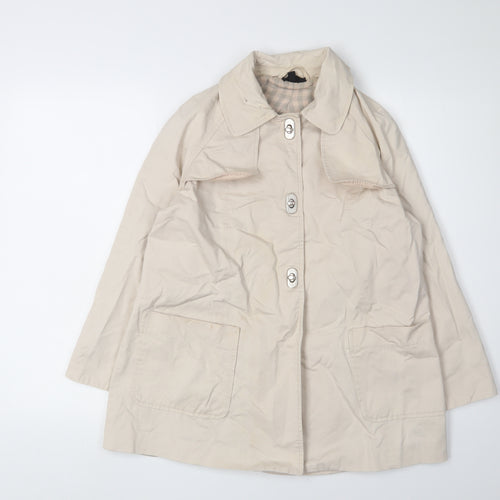 Topshop Women's Beige Cotton Mid-Length Coat