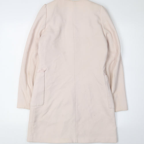 H&M Women's Ivory Long Coat Size 6 with Zip