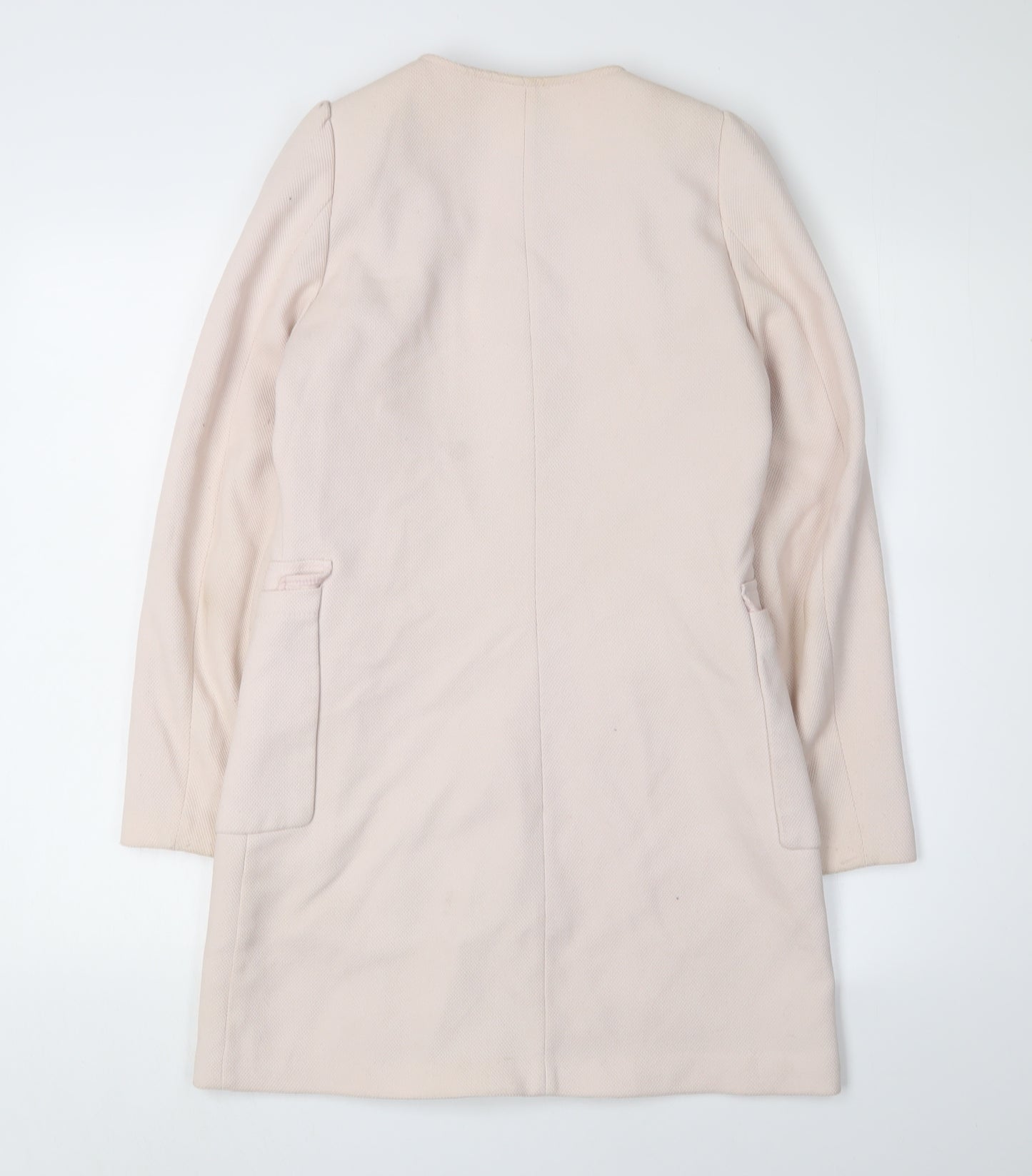 H&M Women's Ivory Long Coat Size 6 with Zip