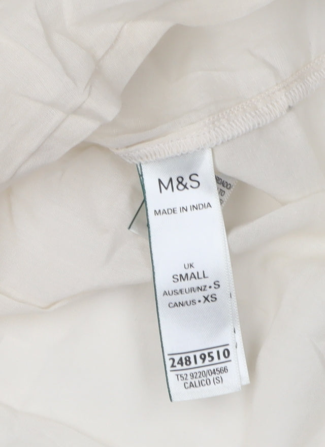 Marks and Spencer Ivory Embroidered Cotton Dress S