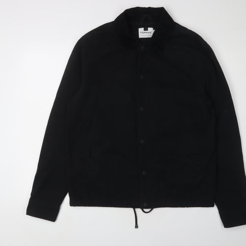 Topman Men's Black Button-Up Shirt M Cotton