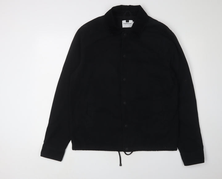 Topman Men's Black Button-Up Shirt M Cotton