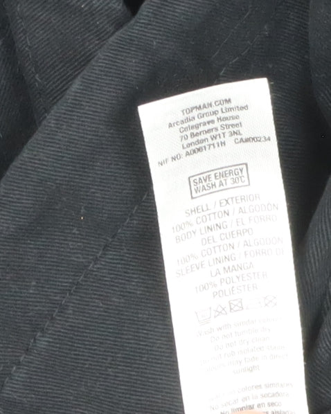 Topman Men's Black Button-Up Shirt M Cotton