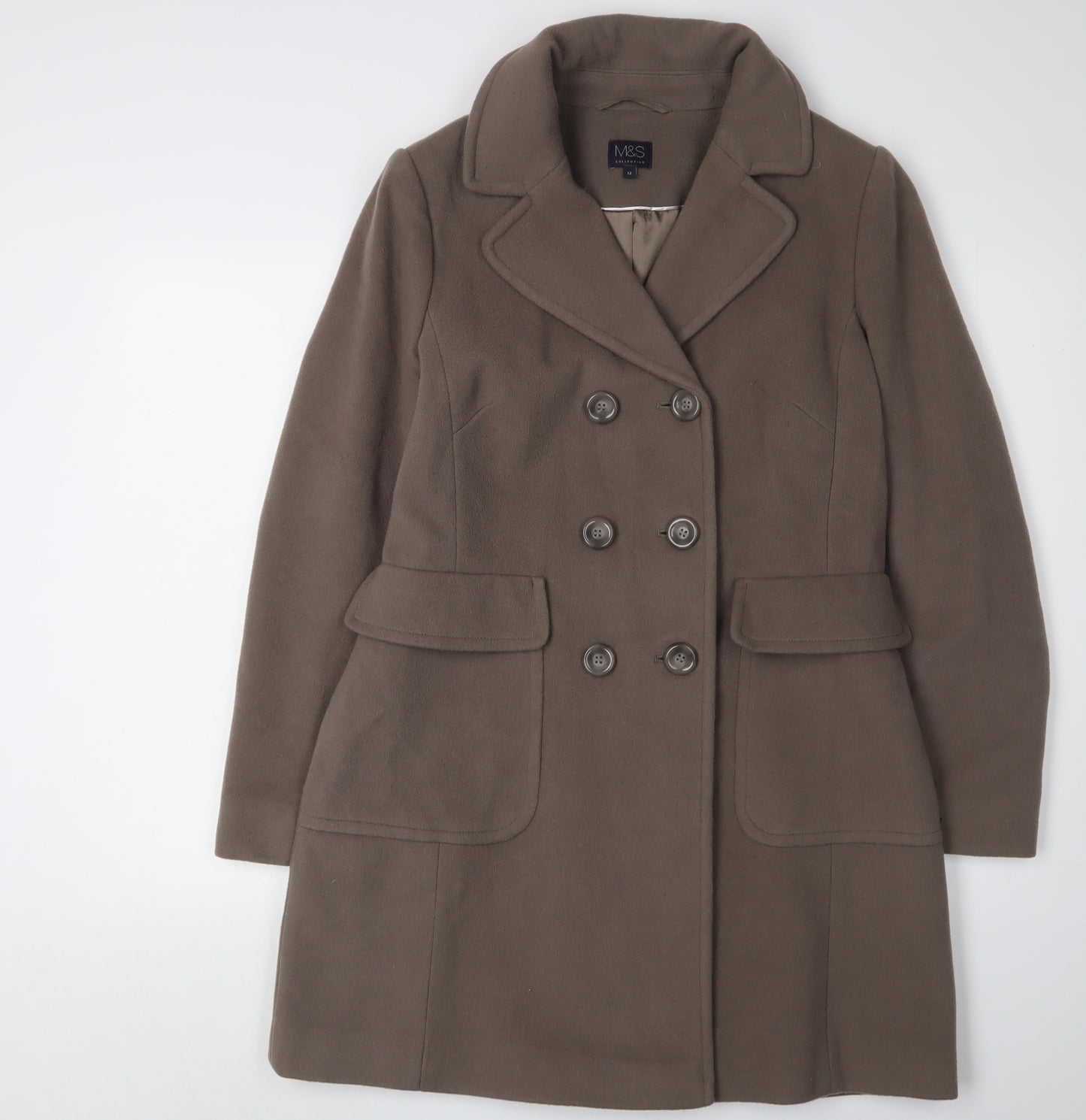 Marks and Spencer Women’s Brown Wool Blend Pea Coat Size 12