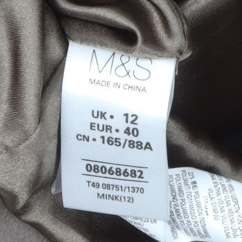 Marks and Spencer Women’s Brown Wool Blend Pea Coat Size 12