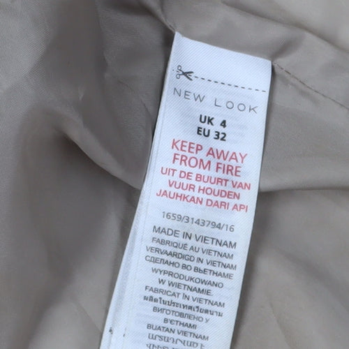 New Look Women's Beige Hooded Coat Size 4, Lined, Zip Closure
