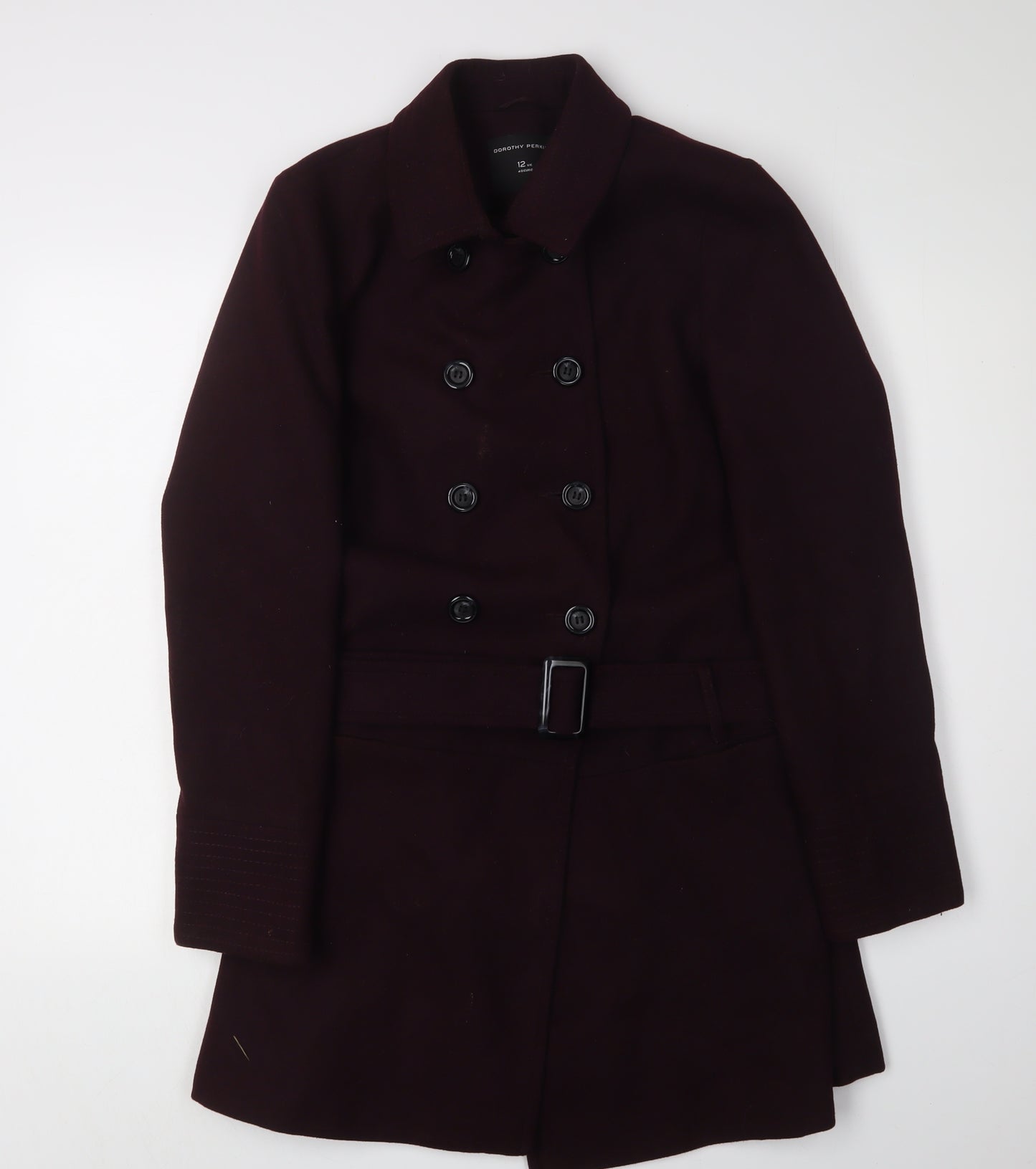 Dorothy Perkins Women's Purple Pea Coat, Size 12, Belted, Lined