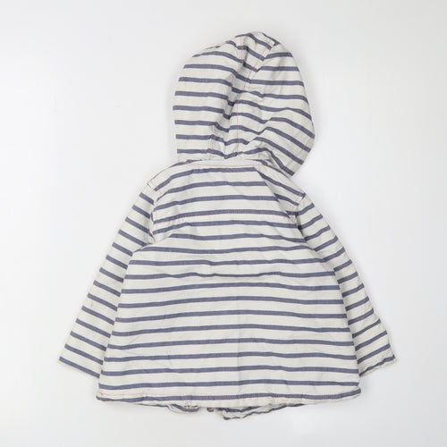 Next Girls Blue Striped Hooded Jacket, 2 Years, Lined