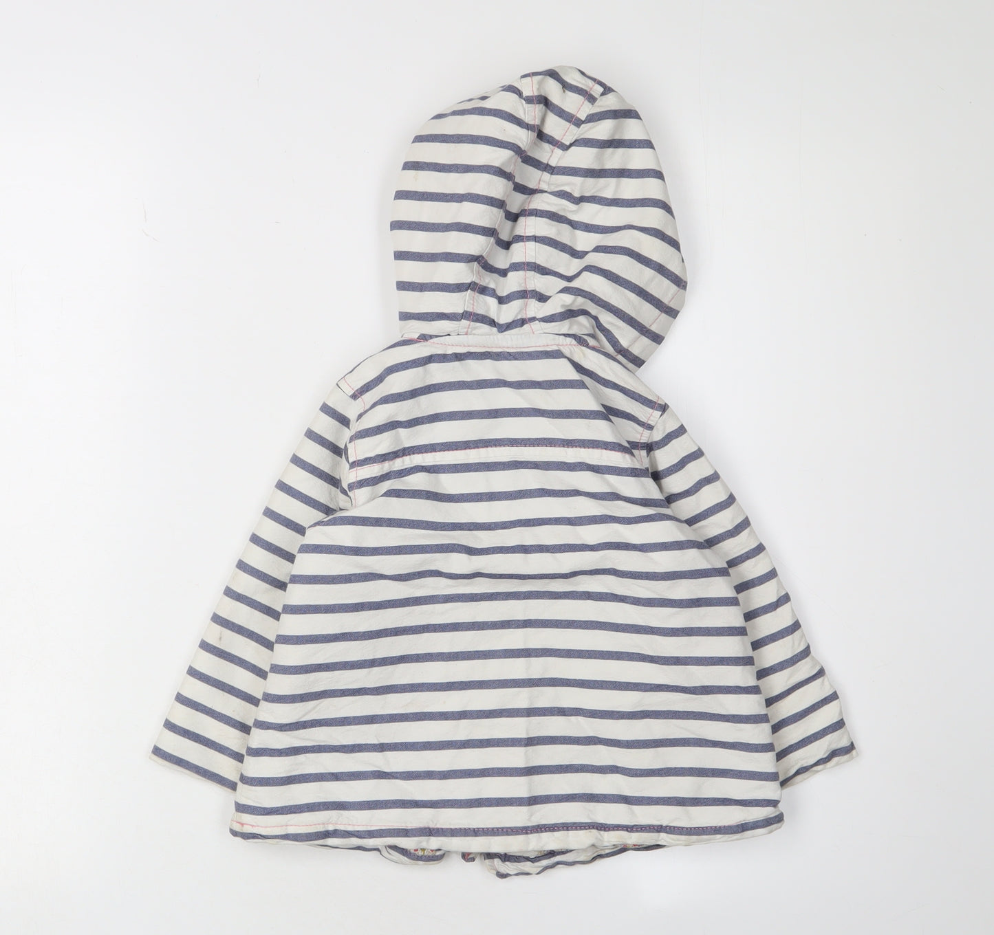 Next Girls Blue Striped Hooded Jacket, 2 Years, Lined