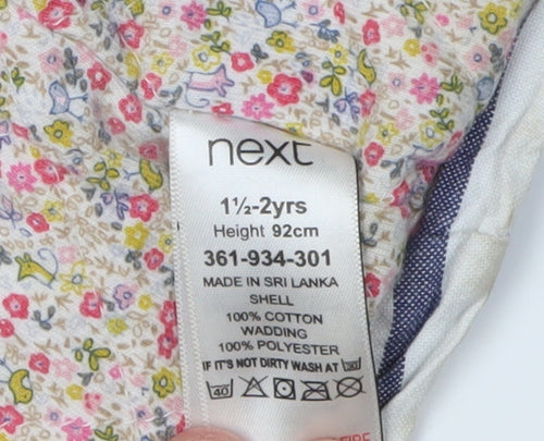 Next Girls Blue Striped Hooded Jacket, 2 Years, Lined