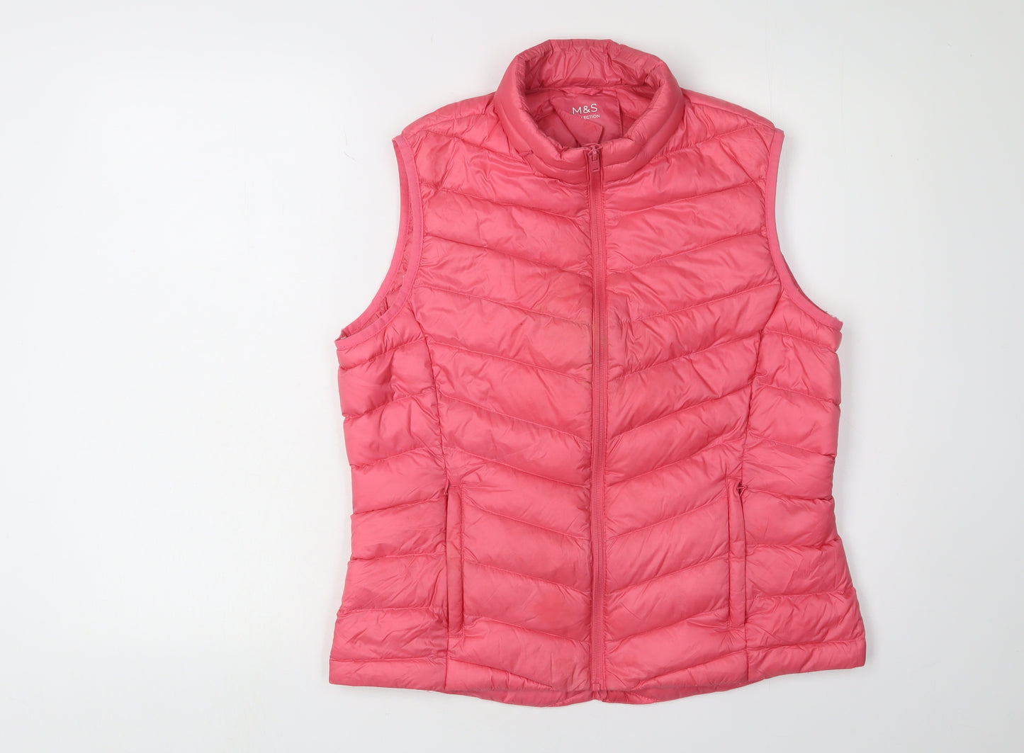 M&S Women's Pink Puffer Waistcoat Size 12