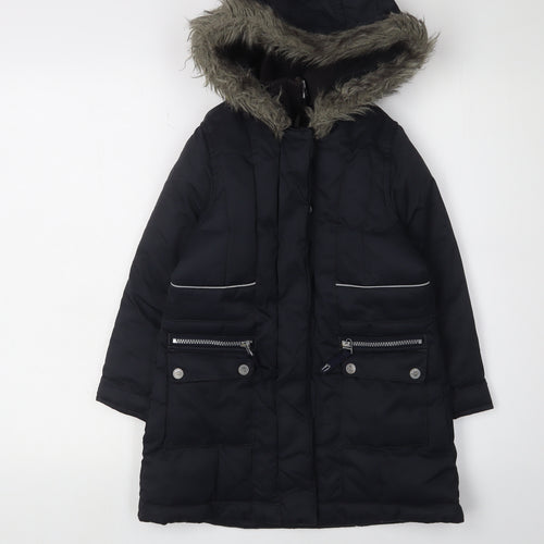 Next Boys Black Parka Coat 5-6 Years