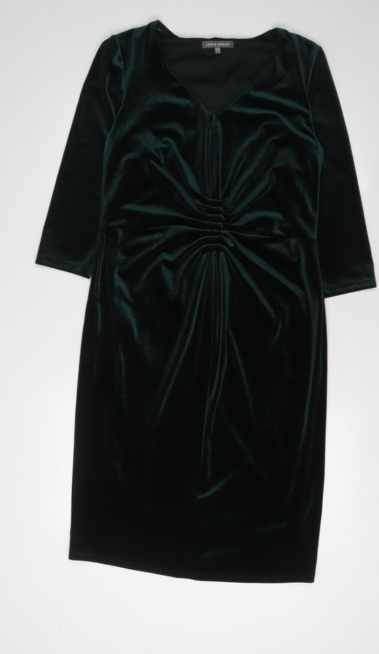 Laura Ashley Women's Green Velvet Sheath Dress Size 10