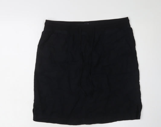 Marks and Spencer Women's Black Linen Skirt, Size 14