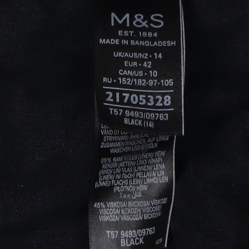 Marks and Spencer Women's Black Linen Skirt, Size 14