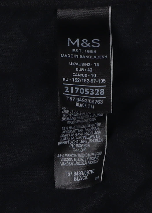 Marks and Spencer Women's Black Linen Skirt, Size 14