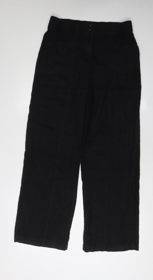 Next Women's Black Cropped Trousers, Size 10, Linen Blend