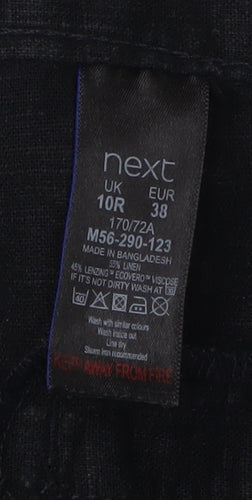 Next Women's Black Cropped Trousers, Size 10, Linen Blend