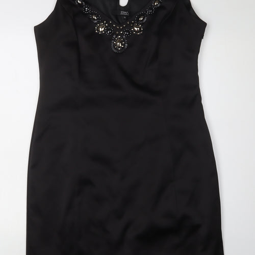 Star Black Women's Beaded Sheath Dress Size 16