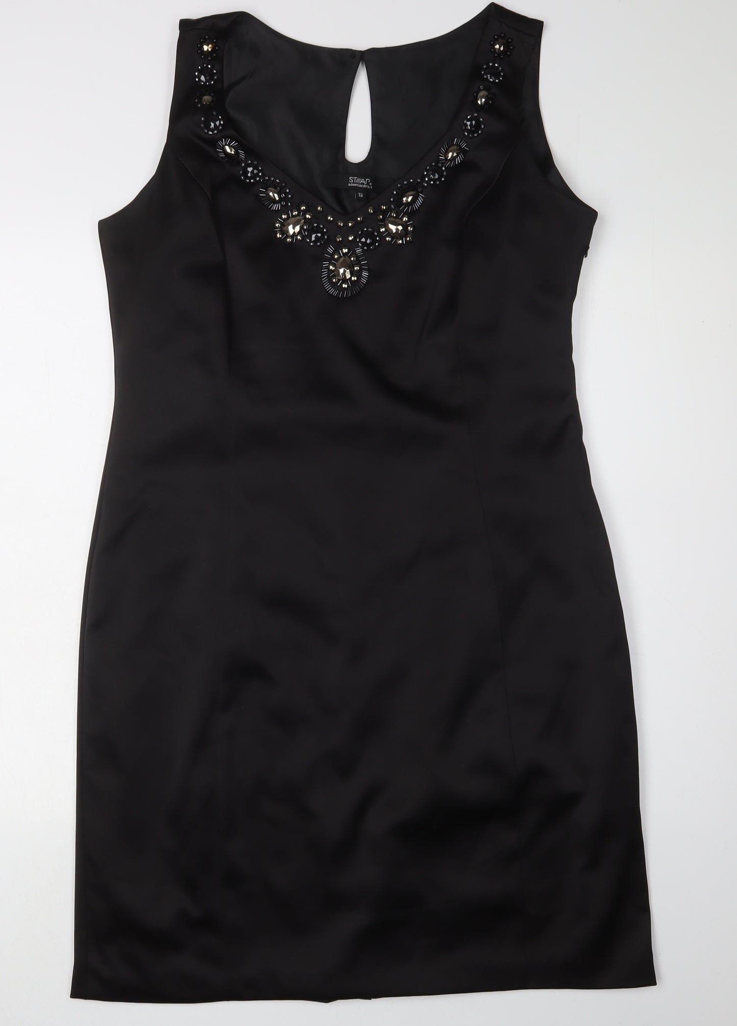 Star Black Women's Beaded Sheath Dress Size 16