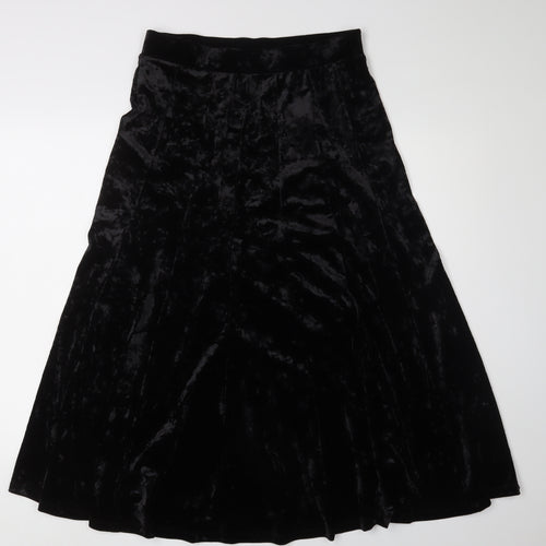 Marks and Spencer Black A-Line Velvet Midi Skirt Size 10