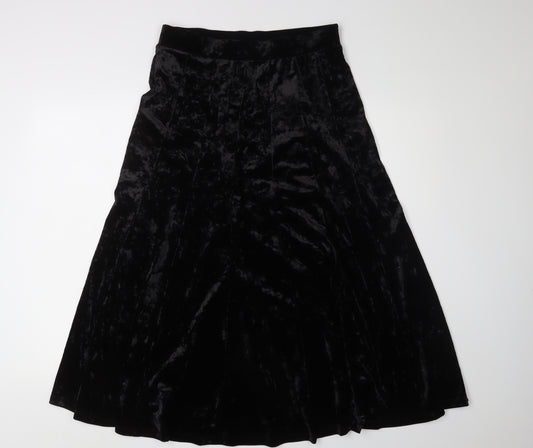 Marks and Spencer Black A-Line Velvet Midi Skirt Size 10