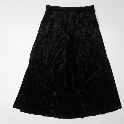 Marks and Spencer Black A-Line Velvet Midi Skirt Size 10