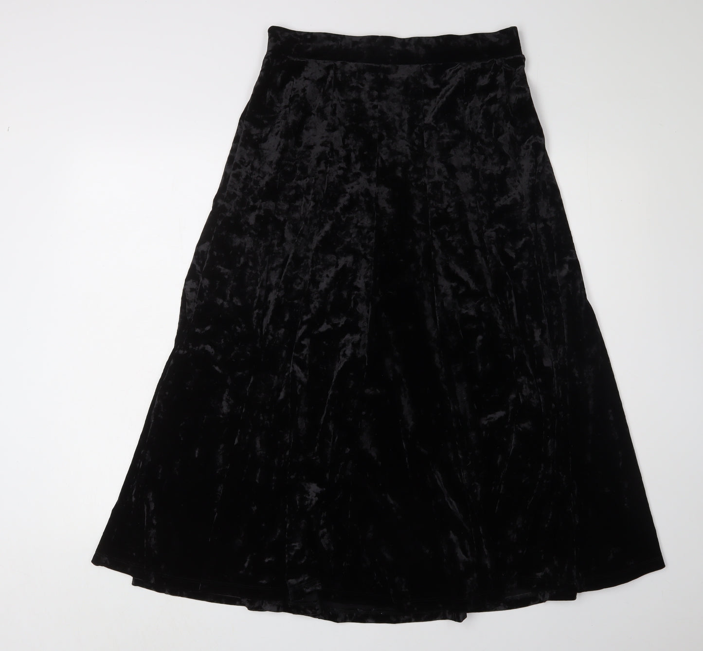 Marks and Spencer Black A-Line Velvet Midi Skirt Size 10