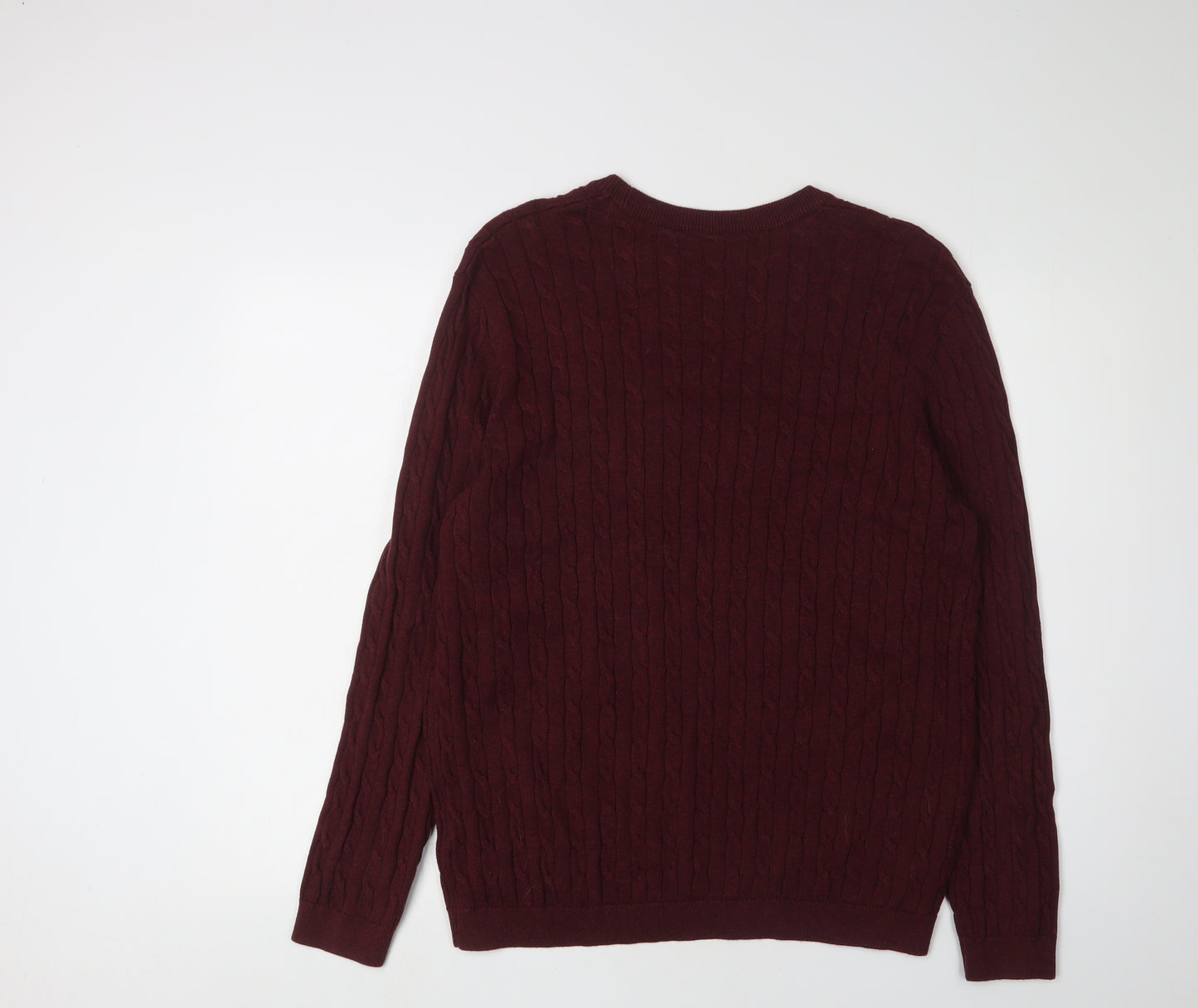 Racing Green Men's XL Red Cable-Knit Cotton Jumper