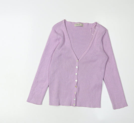 Stradivarius Women's Purple Cardigan S V-Neck