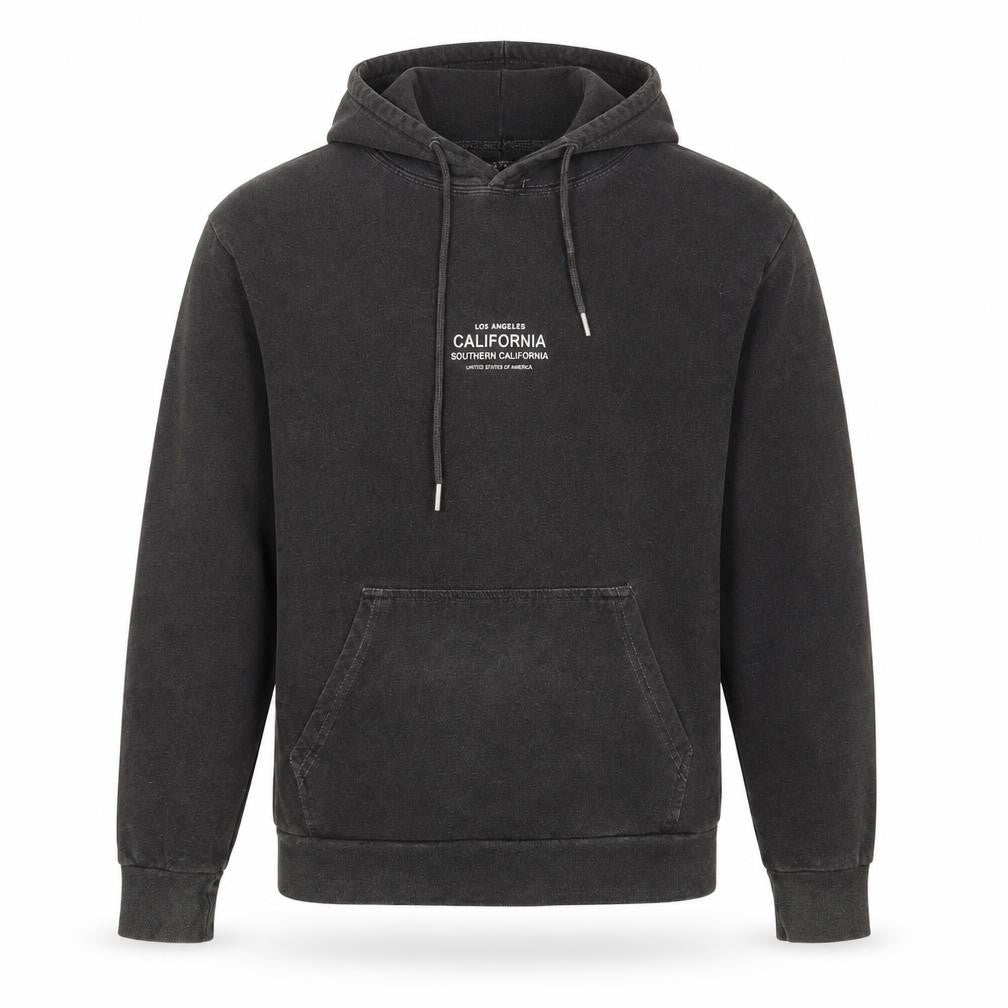 Front view of Boohoo Men’s Black Pullover Hoodie, size S