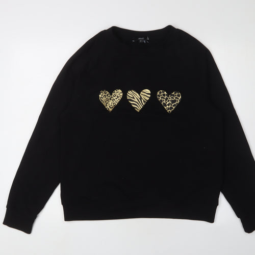 Next Women's Black M Pullover Sweatshirt, Heart Accents