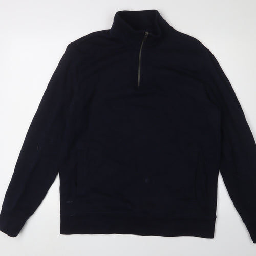 Marks and Spencer Men's Blue M 1/2 Zip Sweatshirt