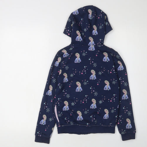 Marks and Spencer Girls Frozen Hoodie 8-9 Years Blue Full Zip